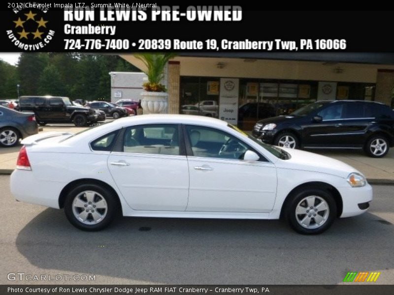 Summit White / Neutral 2012 Chevrolet Impala LTZ