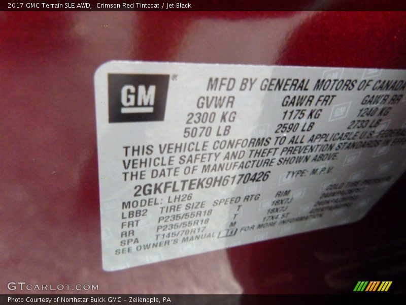 Crimson Red Tintcoat / Jet Black 2017 GMC Terrain SLE AWD