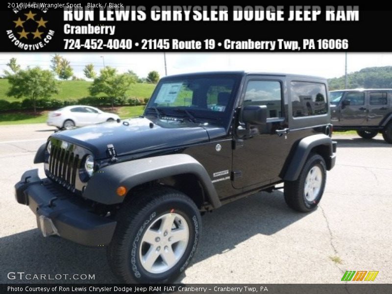 Black / Black 2016 Jeep Wrangler Sport