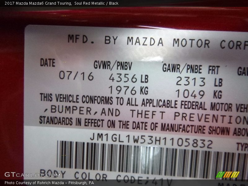 Soul Red Metallic / Black 2017 Mazda Mazda6 Grand Touring