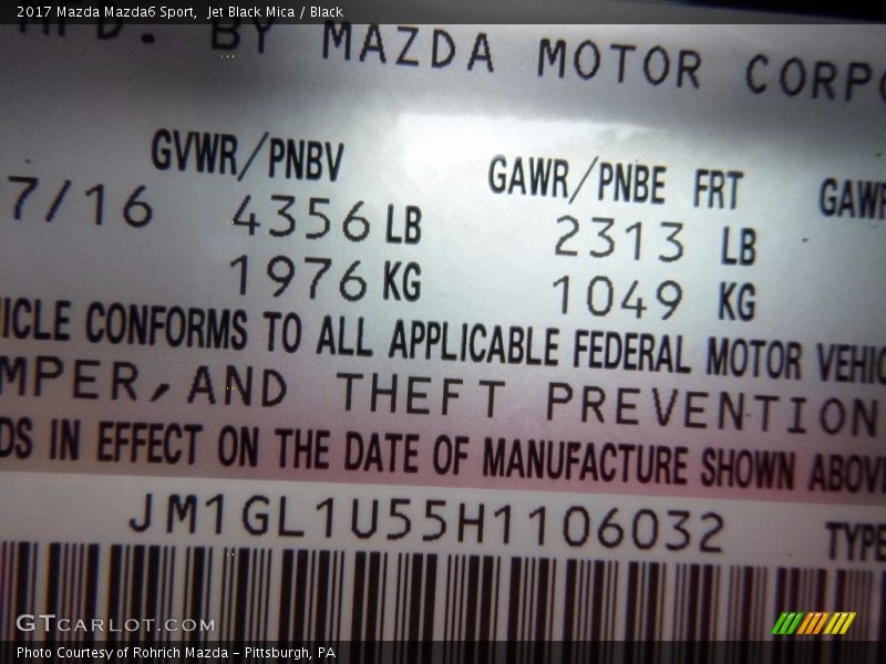 Jet Black Mica / Black 2017 Mazda Mazda6 Sport