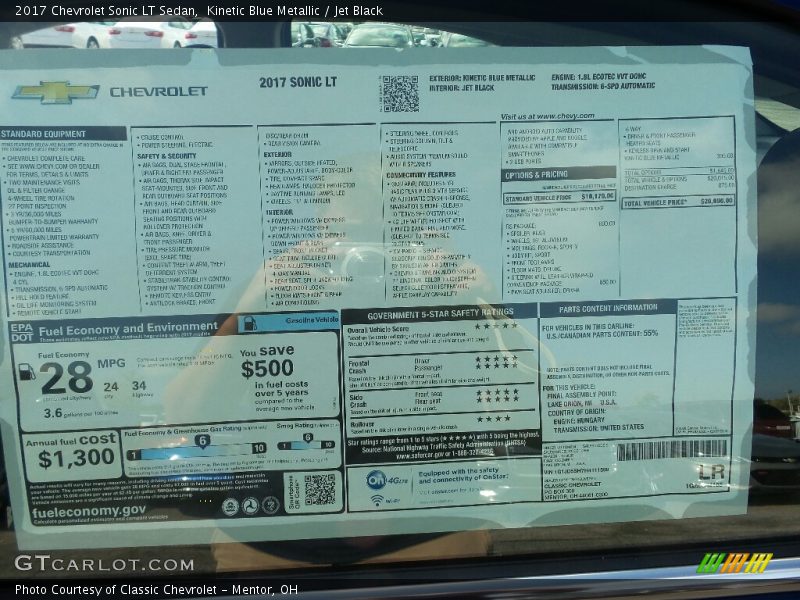  2017 Sonic LT Sedan Window Sticker