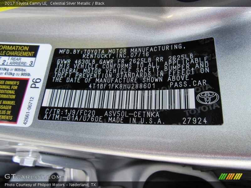 Celestial Silver Metallic / Black 2017 Toyota Camry LE