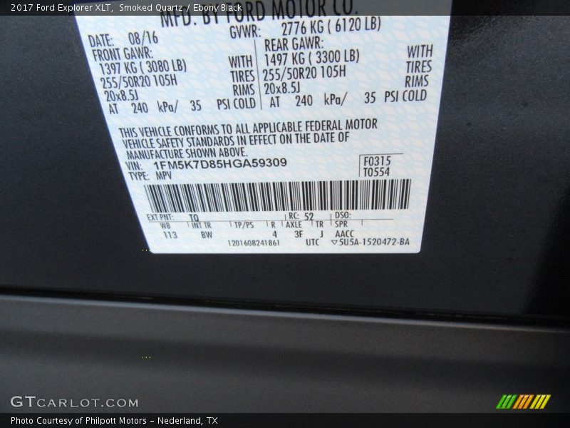 Smoked Quartz / Ebony Black 2017 Ford Explorer XLT