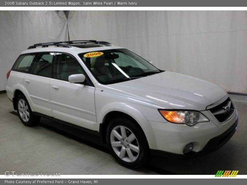 Satin White Pearl / Warm Ivory 2008 Subaru Outback 2.5i Limited Wagon
