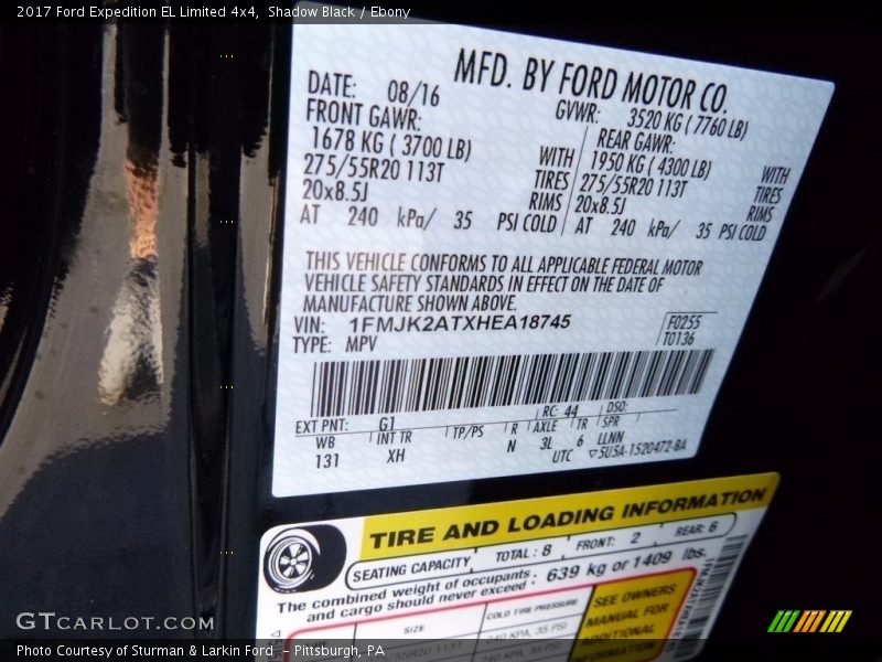 Shadow Black / Ebony 2017 Ford Expedition EL Limited 4x4
