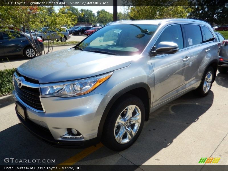 Silver Sky Metallic / Ash 2016 Toyota Highlander Limited AWD