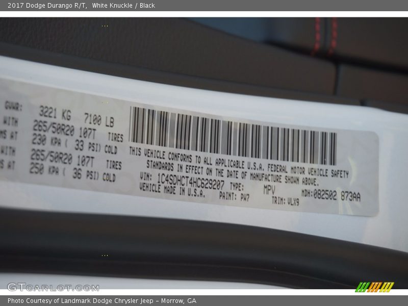 White Knuckle / Black 2017 Dodge Durango R/T
