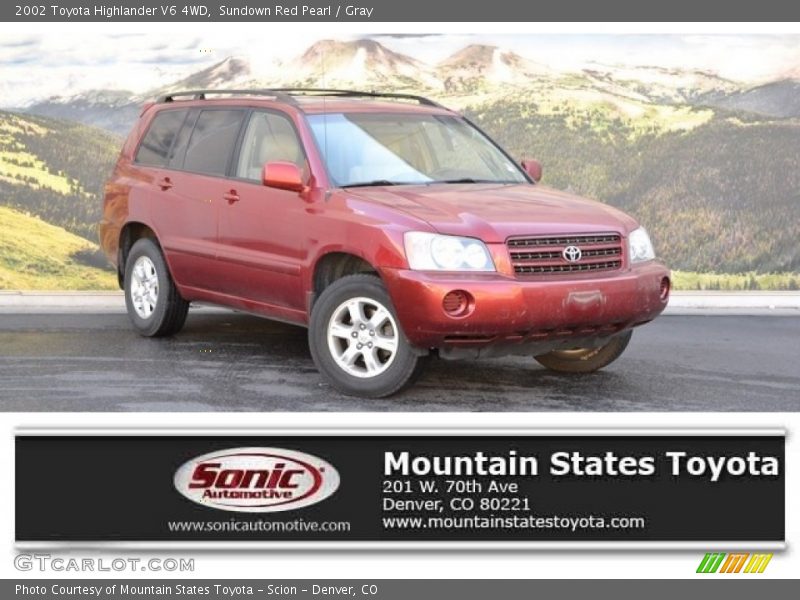 Sundown Red Pearl / Gray 2002 Toyota Highlander V6 4WD