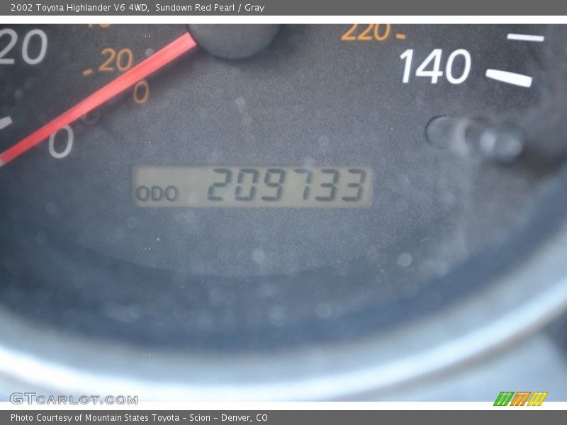 Sundown Red Pearl / Gray 2002 Toyota Highlander V6 4WD