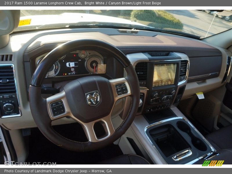 Bright White / Canyon Brown/Light Frost Beige 2017 Ram 1500 Laramie Longhorn Crew Cab