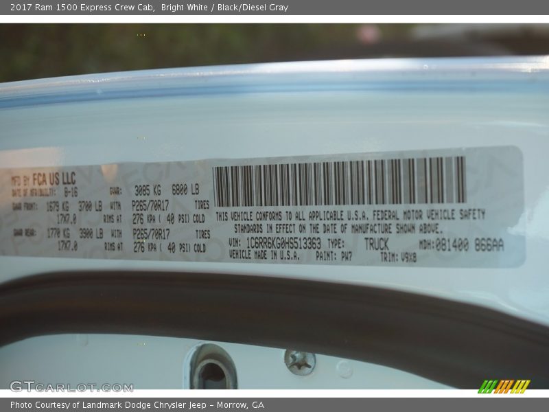 Bright White / Black/Diesel Gray 2017 Ram 1500 Express Crew Cab
