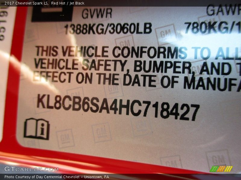 Red Hot / Jet Black 2017 Chevrolet Spark LS