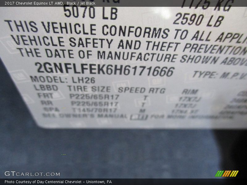 Black / Jet Black 2017 Chevrolet Equinox LT AWD