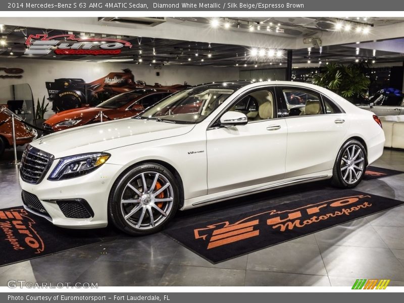 Diamond White Metallic / Silk Beige/Espresso Brown 2014 Mercedes-Benz S 63 AMG 4MATIC Sedan