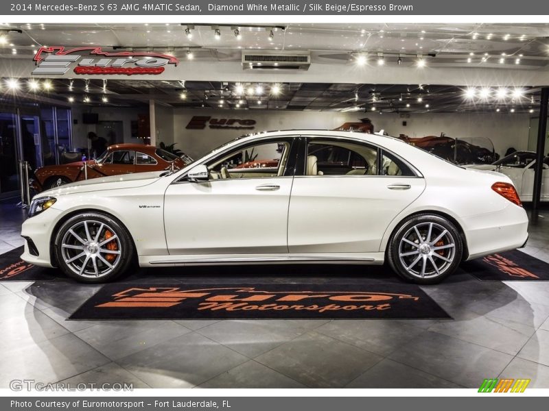 Diamond White Metallic / Silk Beige/Espresso Brown 2014 Mercedes-Benz S 63 AMG 4MATIC Sedan