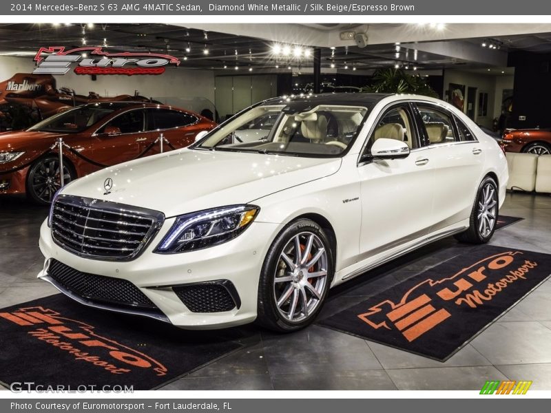 Diamond White Metallic / Silk Beige/Espresso Brown 2014 Mercedes-Benz S 63 AMG 4MATIC Sedan