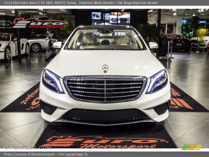 Diamond White Metallic / Silk Beige/Espresso Brown 2014 Mercedes-Benz S 63 AMG 4MATIC Sedan