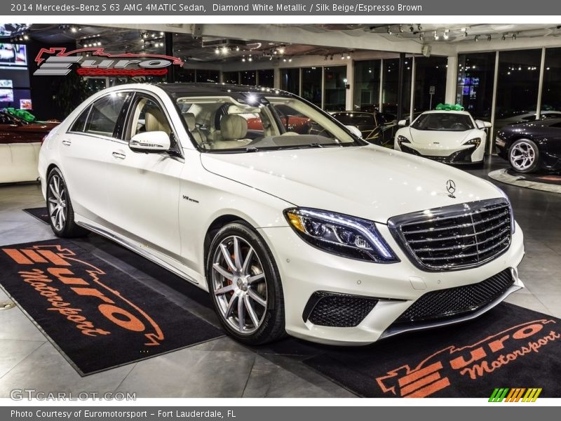 Diamond White Metallic / Silk Beige/Espresso Brown 2014 Mercedes-Benz S 63 AMG 4MATIC Sedan