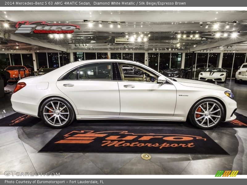 Diamond White Metallic / Silk Beige/Espresso Brown 2014 Mercedes-Benz S 63 AMG 4MATIC Sedan