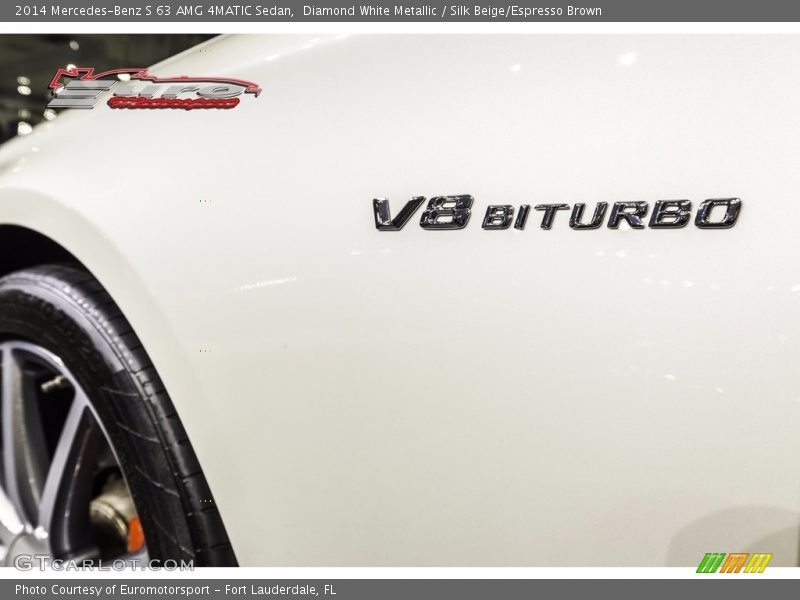 Diamond White Metallic / Silk Beige/Espresso Brown 2014 Mercedes-Benz S 63 AMG 4MATIC Sedan