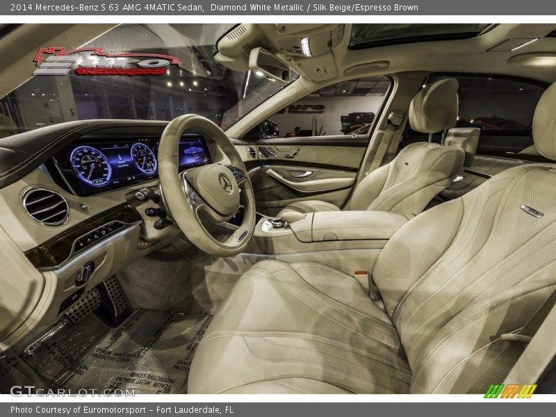 Diamond White Metallic / Silk Beige/Espresso Brown 2014 Mercedes-Benz S 63 AMG 4MATIC Sedan