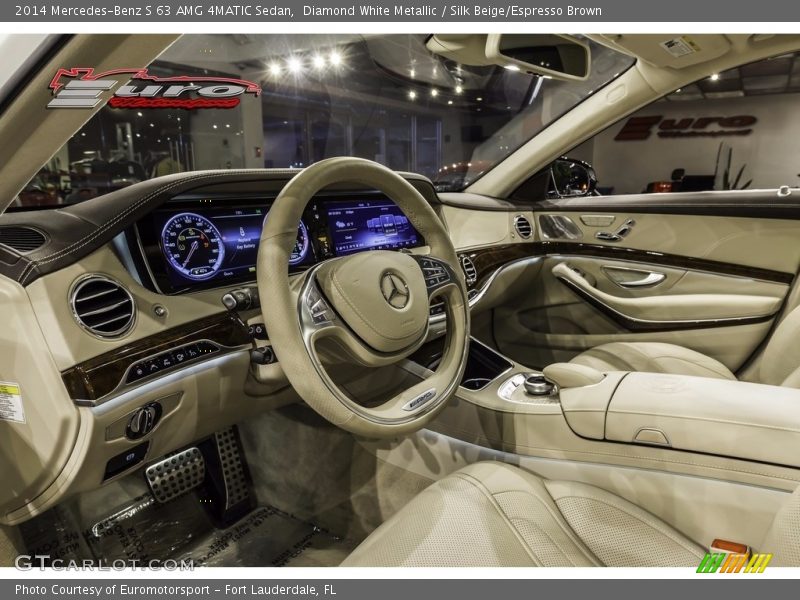 Diamond White Metallic / Silk Beige/Espresso Brown 2014 Mercedes-Benz S 63 AMG 4MATIC Sedan