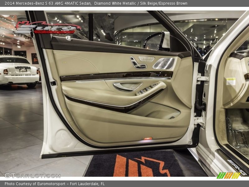 Diamond White Metallic / Silk Beige/Espresso Brown 2014 Mercedes-Benz S 63 AMG 4MATIC Sedan