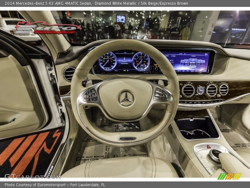 Diamond White Metallic / Silk Beige/Espresso Brown 2014 Mercedes-Benz S 63 AMG 4MATIC Sedan