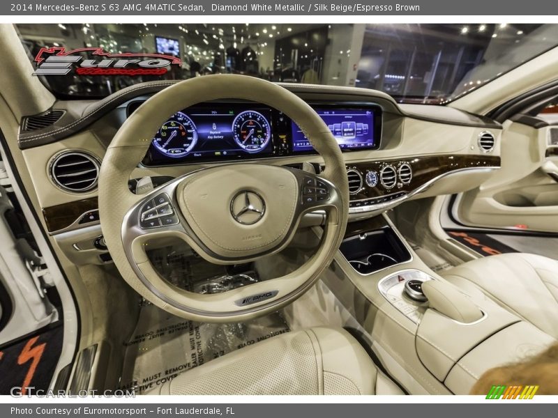 Diamond White Metallic / Silk Beige/Espresso Brown 2014 Mercedes-Benz S 63 AMG 4MATIC Sedan