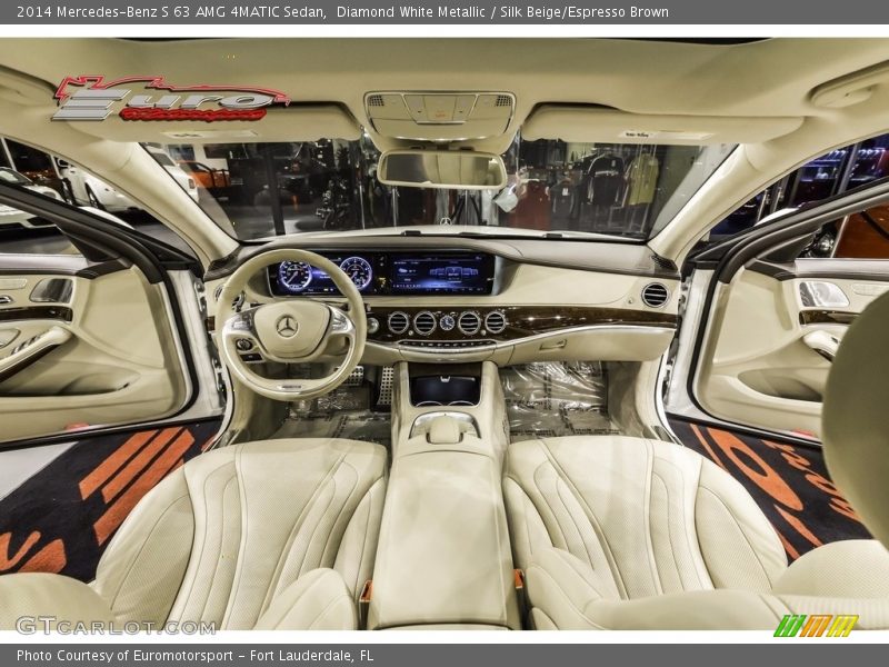 Diamond White Metallic / Silk Beige/Espresso Brown 2014 Mercedes-Benz S 63 AMG 4MATIC Sedan