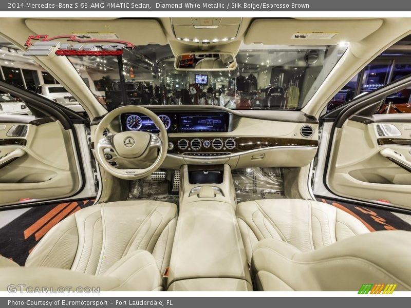 Diamond White Metallic / Silk Beige/Espresso Brown 2014 Mercedes-Benz S 63 AMG 4MATIC Sedan