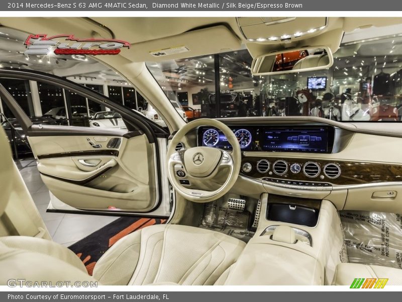 Diamond White Metallic / Silk Beige/Espresso Brown 2014 Mercedes-Benz S 63 AMG 4MATIC Sedan