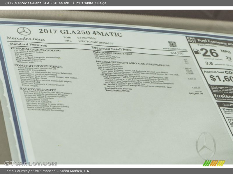 Cirrus White / Beige 2017 Mercedes-Benz GLA 250 4Matic