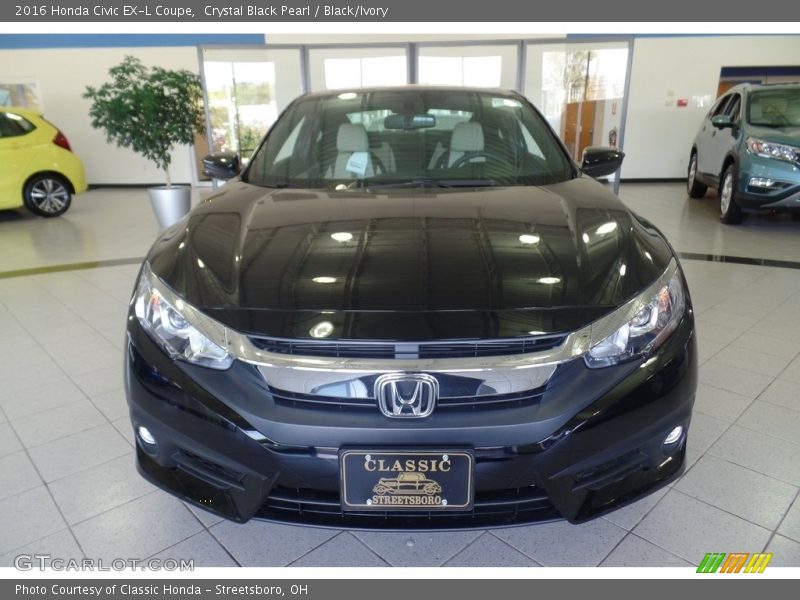 Crystal Black Pearl / Black/Ivory 2016 Honda Civic EX-L Coupe