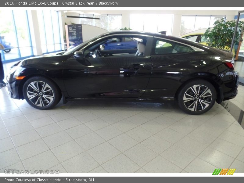 Crystal Black Pearl / Black/Ivory 2016 Honda Civic EX-L Coupe
