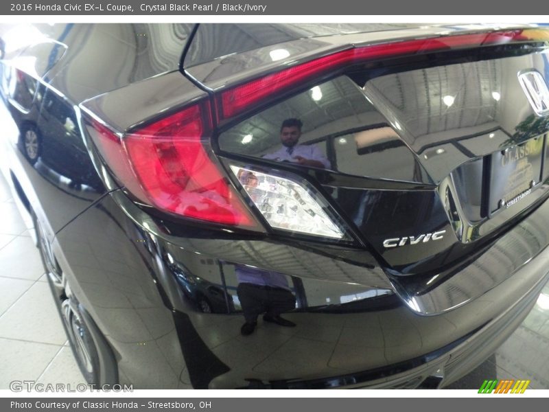 Crystal Black Pearl / Black/Ivory 2016 Honda Civic EX-L Coupe