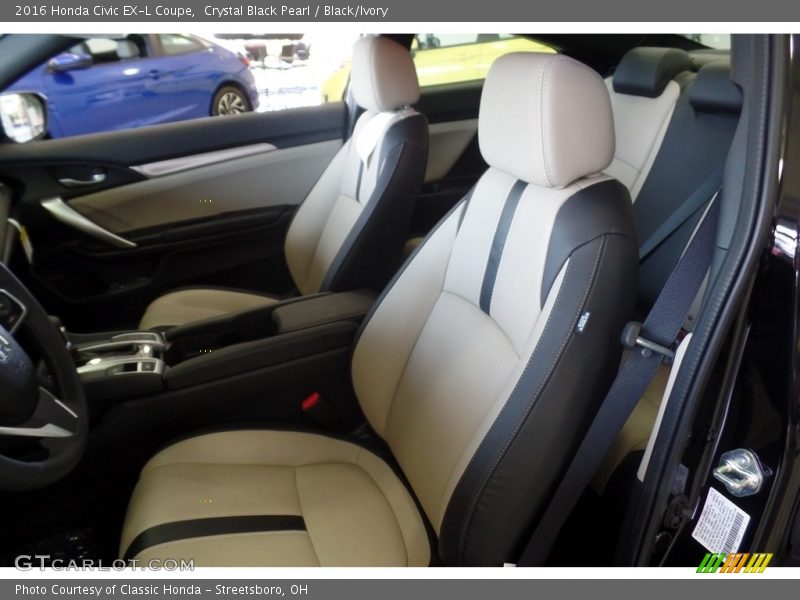 Crystal Black Pearl / Black/Ivory 2016 Honda Civic EX-L Coupe