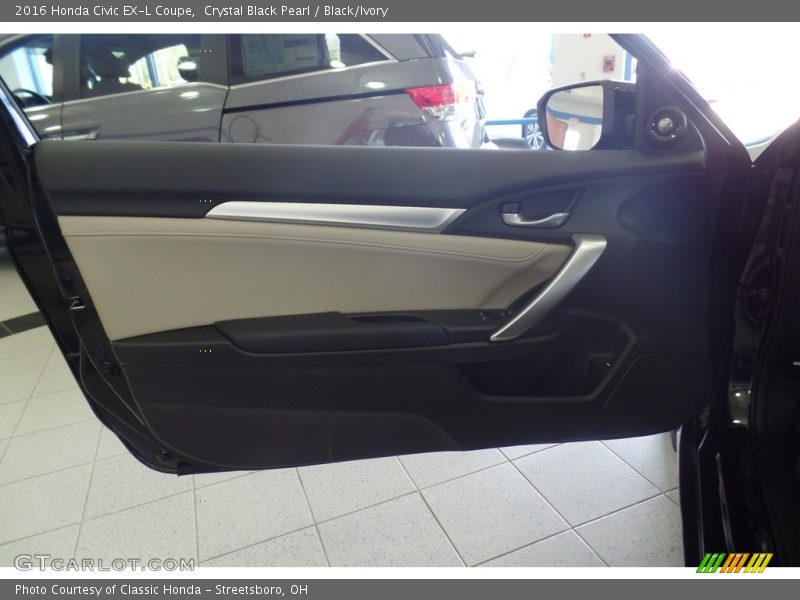 Crystal Black Pearl / Black/Ivory 2016 Honda Civic EX-L Coupe