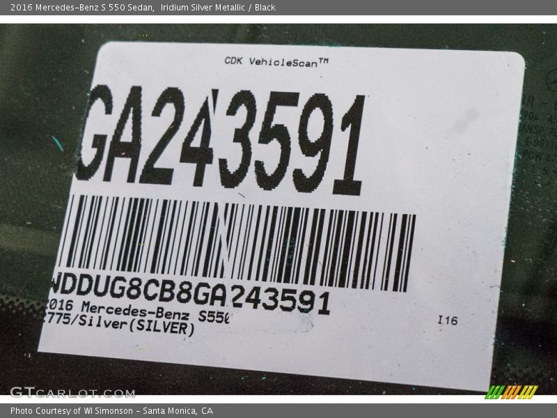 Iridium Silver Metallic / Black 2016 Mercedes-Benz S 550 Sedan