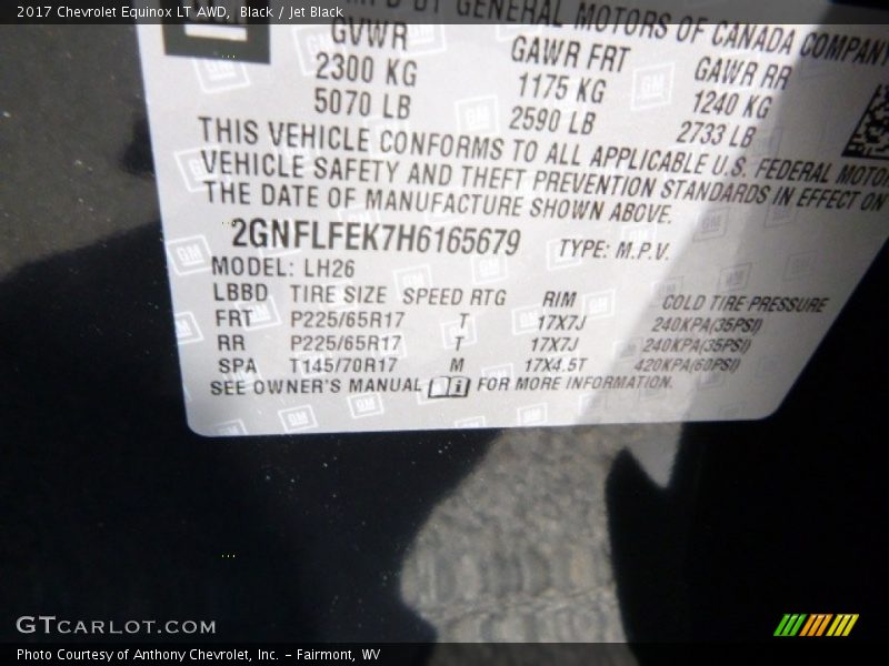 Black / Jet Black 2017 Chevrolet Equinox LT AWD