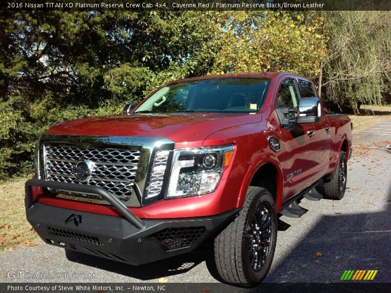 Cayenne Red / Platinum Reserve Black/Brown Leather 2016 Nissan TITAN XD Platinum Reserve Crew Cab 4x4