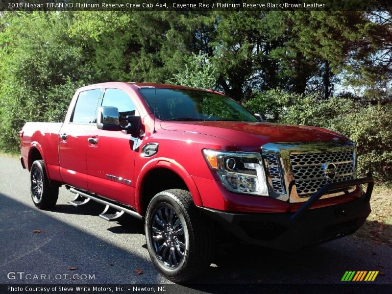 Cayenne Red / Platinum Reserve Black/Brown Leather 2016 Nissan TITAN XD Platinum Reserve Crew Cab 4x4