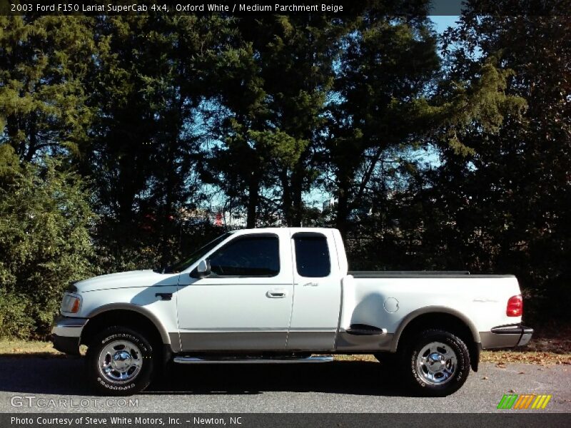Oxford White / Medium Parchment Beige 2003 Ford F150 Lariat SuperCab 4x4