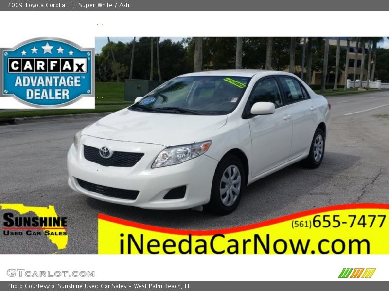 Super White / Ash 2009 Toyota Corolla LE