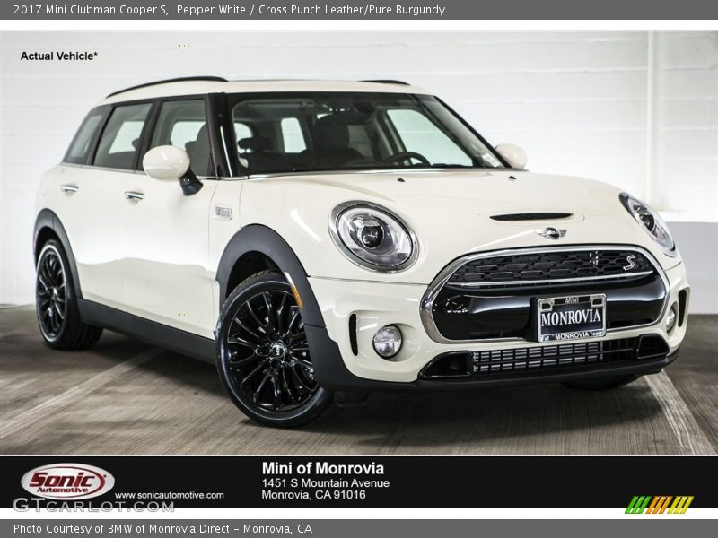 Pepper White / Cross Punch Leather/Pure Burgundy 2017 Mini Clubman Cooper S