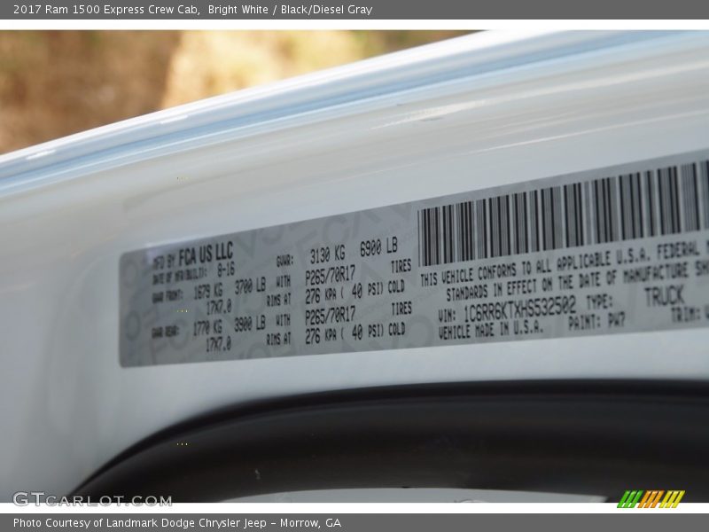 Bright White / Black/Diesel Gray 2017 Ram 1500 Express Crew Cab