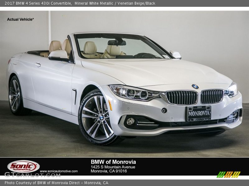 Mineral White Metallic / Venetian Beige/Black 2017 BMW 4 Series 430i Convertible