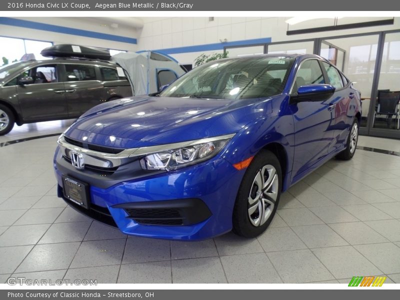 Aegean Blue Metallic / Black/Gray 2016 Honda Civic LX Coupe