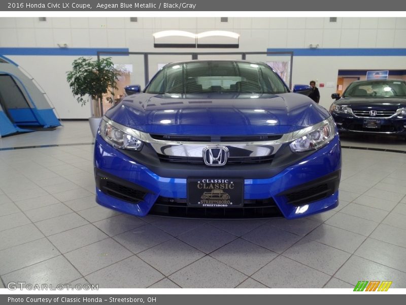 Aegean Blue Metallic / Black/Gray 2016 Honda Civic LX Coupe